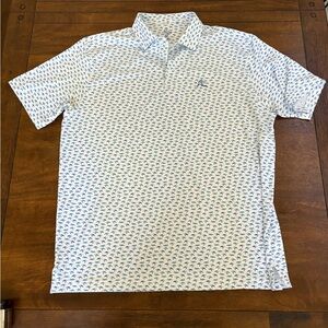 Rhoback  White Polo Sea Turtles with Blue and Green Micro Print